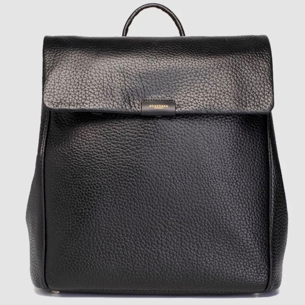 Storksak St. James Leather Black Backpack & Diaper Bag